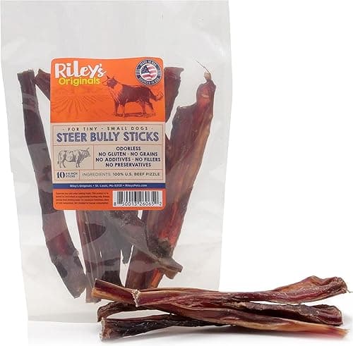 Rileyās Steer Bully Sticks for Tiny to Small Dogs ā 4ā6ā, 10 Count