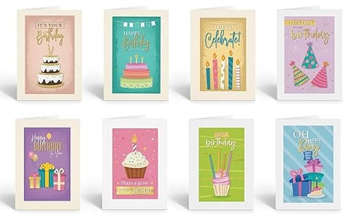Stonehouse Collection Birthday Cards Variety Pack – 16 Cards (Blank Inside) 1