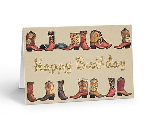 Stonehouse Collection Western Cowboy Boot Birthday Card â Festive Boot Border 1