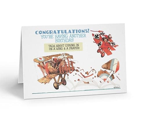Stonehouse Collection - Funny Airplane Birthday Cards - Humorous Pilot Card - Single Card (Wing and Prayer) 1