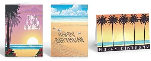 Stonehouse Collection Beach Birthday Card Variety Pack â 3 Assorted Coastal Designs 1