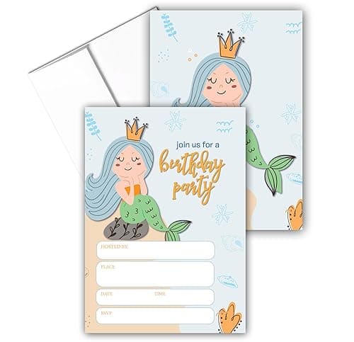 Stonehouse Collection Kids Mermaid Birthday Party Invitations 1